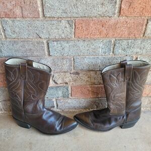 Vintage‎ Acme Cowboy Boots Mens Size 9 E Leather Western USA Star Bull Heel 90s